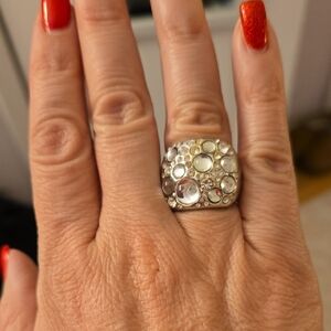 Lis Sophia Elegant Silver Cocktail Statement Ring Size 7